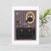 Halloween Snow White Hexe und Kuchen Einladung (Stehend Vorderseite)