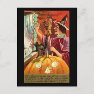 Halloween So werden Sie Hexen los Vintage Postkarte