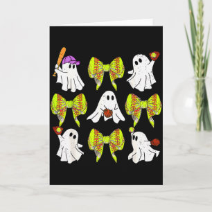 Halloween Softball Geister Softball Tochter Mädche Karte