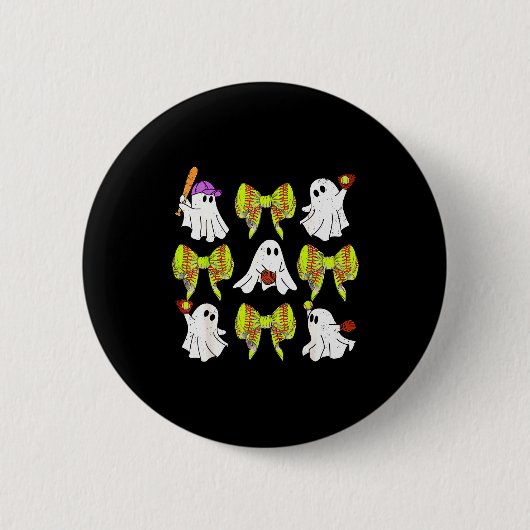 Halloween Softball Ghosts Softball Daughter Girls Button (Vorderseite)