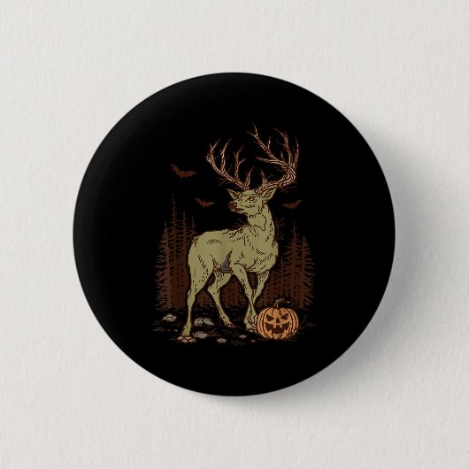 Halloween Soky Hirschgeweih Zombie Rustikaler Bock Button (Vorderseite)