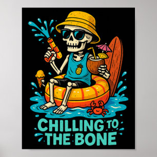 Halloween Sommer Gruseliger Skelett-Schwimmweste Poster
