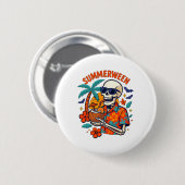 Halloween Sommer Ween Skelett Gruselige Ferien Flo Button (Vorne & Hinten)