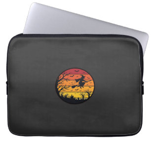 Halloween-Sonnenuntergang-Hexe-Silhouette Retro-Kr Laptopschutzhülle