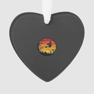Halloween-Sonnenuntergang-Hexe-Silhouette Retro-Kr Ornament