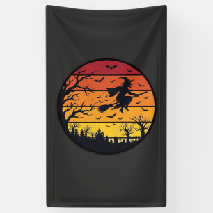 Halloween-Sonnenuntergang-Hexen-Silhouette Retro-K Banner