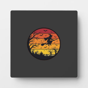 Halloween-Sonnenuntergang-Hexen-Silhouette Retro-K Fotoplatte