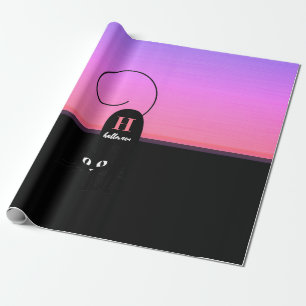 Halloween-Sonnenuntergang Schwarze Katze Monogramm Geschenkpapier