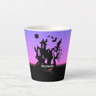 Halloween-Sonnenuntergangs-Nacht-Hexe und Fledermä Milchtasse