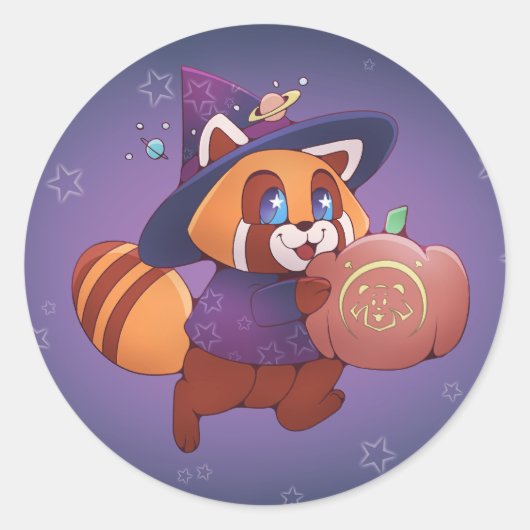 Halloween Space Panda Runder Aufkleber (Vorderseite)
