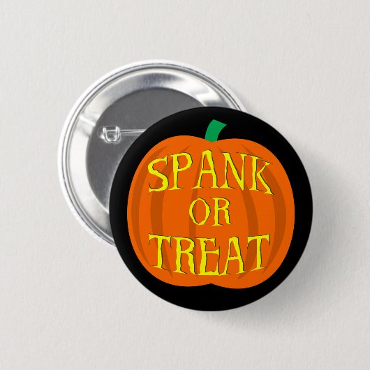 Halloween Spank oder Leckerei Pumpkin Button (Vorne & Hinten)