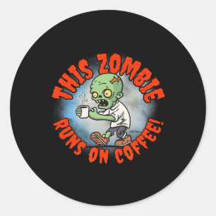 Halloween Spaß Kaffeedokument Zombie Frit T-Shirts Runder Aufkleber
