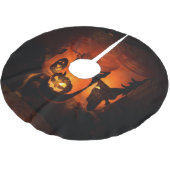 Halloween Spaß mit Pumpkins, Geist und Hexen Polyester Weihnachtsbaumdecke (Schrägansicht)