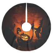 Halloween Spaß mit Pumpkins, Geist und Hexen Polyester Weihnachtsbaumdecke (Vorderseite)