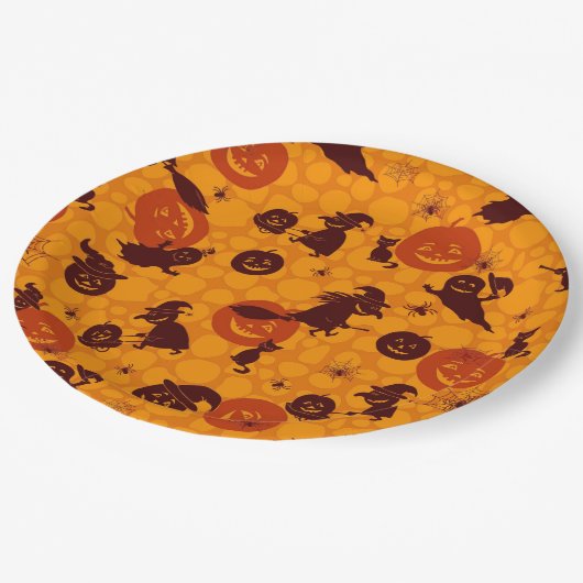 Halloween-Spaß-Papierteller 23cm Pappteller (Schrägansicht)