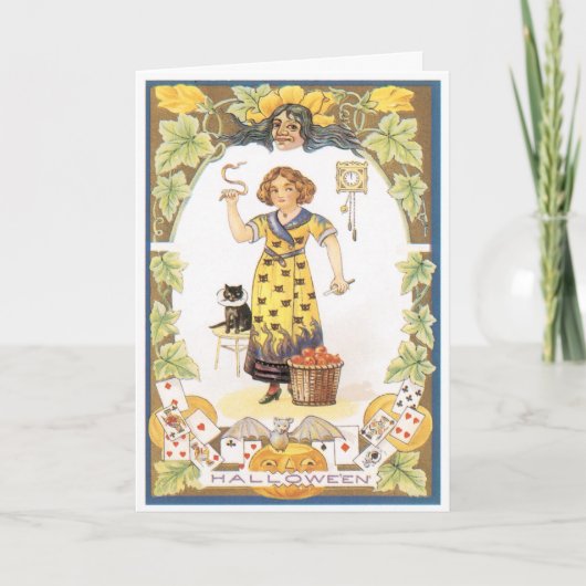 Halloween-Spaß-Vintage Karte (Vorderseite)
