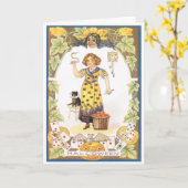 Halloween-Spaß-Vintage Karte (Gelbe Blume)