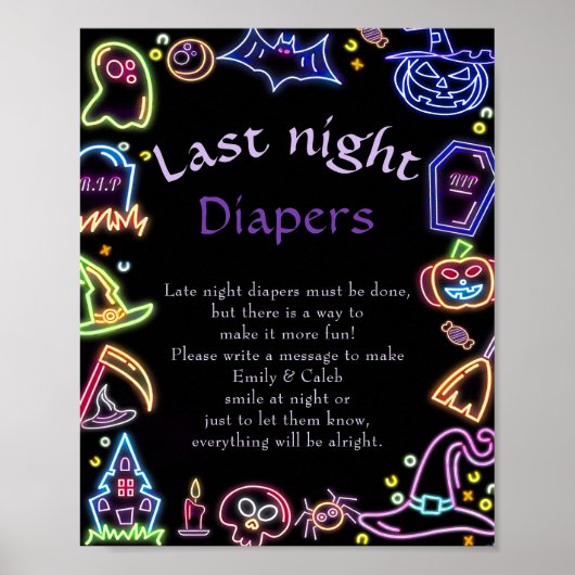 Halloween "Spate Night Diapers" Baby Showspiel Po Poster (Vorne)