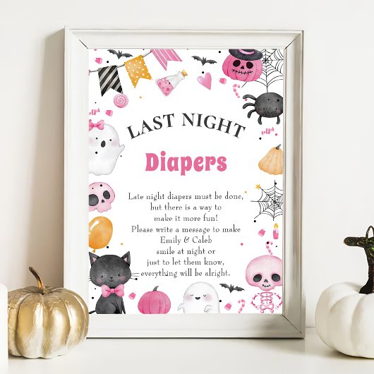 Halloween "Spate Night Diapers" Baby Showspiel Po Poster
