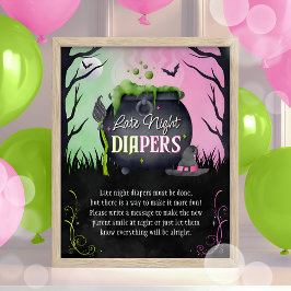 Halloween "Spate Night Diapers" Baby Showspiel Poster
