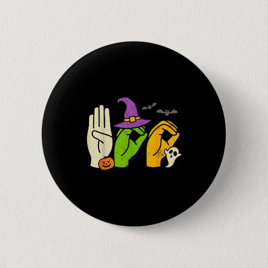 Halloween Sped Teacher Boo In Asl Boo Hands Sign L Button (Vorderseite)
