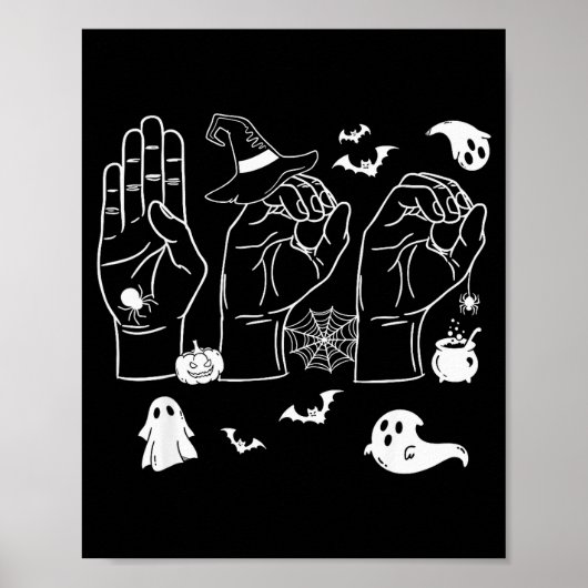 Halloween Sped Teacher Boo In Asl Boo Hands Sign L Poster (Vorne)