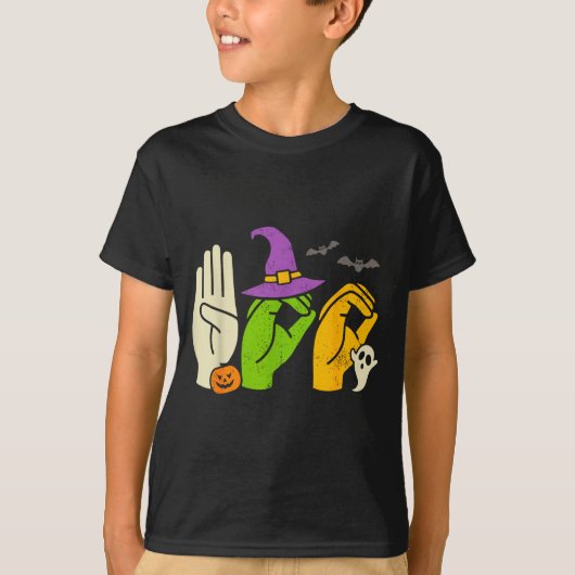 Halloween Sped Teacher Boo In Asl Boo Hands Sign L T-Shirt (Vorderseite)