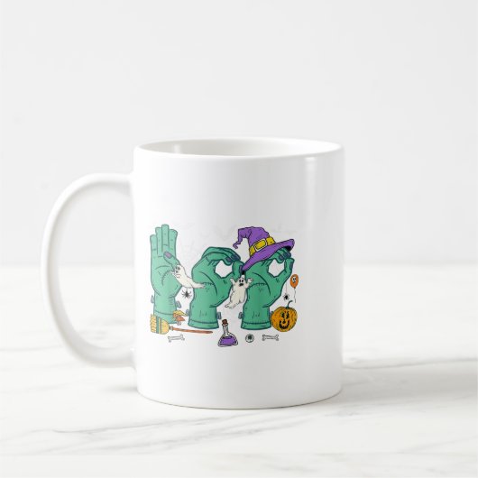 Halloween Sped Teacher Boo in Asl Boo Handzeichen Kaffeetasse (Links)