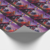 Halloween Sphynx Cat Vampire Pumpkins Beängstigend Geschenkpapier (Ecke)