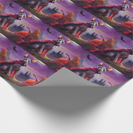 Halloween Sphynx Cat Vampire Pumpkins Beängstigend Geschenkpapier (Ecke)