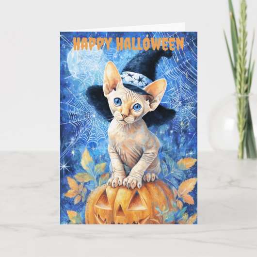 Halloween Sphynx-Katze Feiertagskarte (Vorderseite)