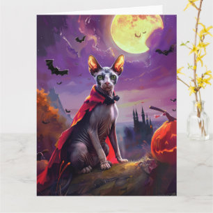 Halloween Sphynx Katze Vampir Kürbisse Gruselig Karte