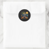 Halloween Sphynx Starry Night Runder Aufkleber (Tasche)