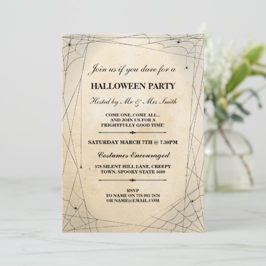 Halloween Spider Black Gothic Frame Party laden Einladung (Stehend Vorderseite)