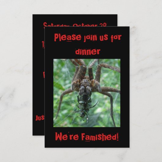 Halloween Spider Dinner Einladung (Vorne/Hinten)
