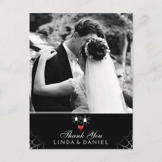 Halloween Spider Gothic Danke Foto Postkarte (Vorderseite)