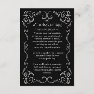 Halloween Spider Gothic Scroll Hochzeitsdetails Begleitkarte