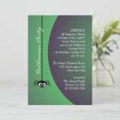 Halloween Spider (grün) Einladung (Stehend Vorderseite)