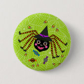 Halloween Spider Hexe mit Candy Round Button (Vorderseite)