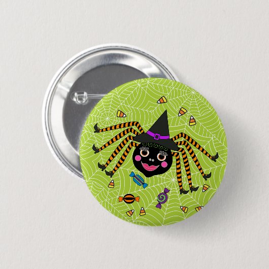 Halloween Spider Hexe mit Candy Round Button (Vorne & Hinten)