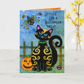 Halloween Spider Hexe Personalisiert Karte (Gelbe Blume)