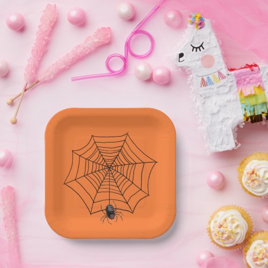 Halloween Spider im Web Pappteller (Party)