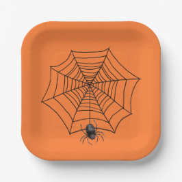 Halloween Spider im Web Pappteller