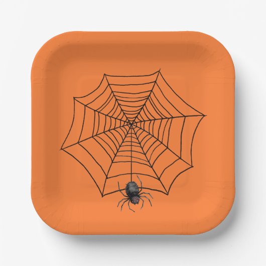Halloween Spider im Web Pappteller (Vorderseite)