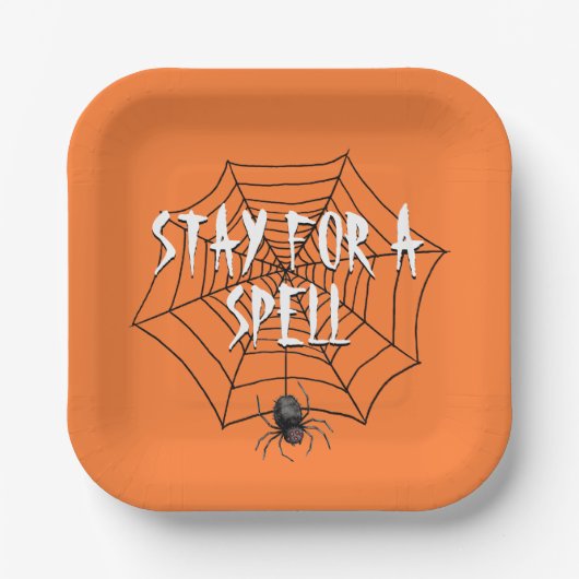 Halloween Spider im Web Pappteller (Vorderseite)