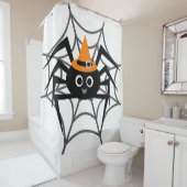 Halloween Spider in Orange Hat im Web Duschvorhang (Beispiel)