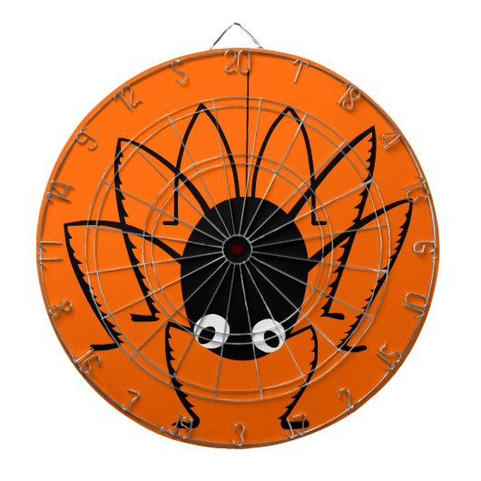 Halloween Spider Orange Dart Board mit Darts Dartscheibe (vorne)