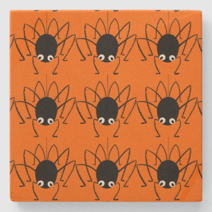 Halloween Spider Orange Stone Beverage Coaster Steinuntersetzer