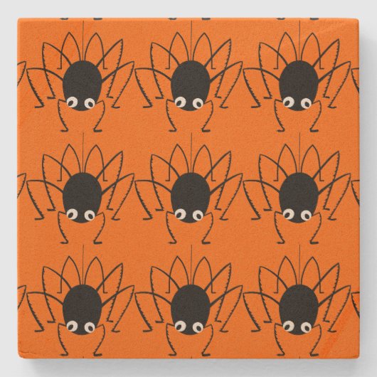 Halloween Spider Orange Stone Beverage Coaster Steinuntersetzer (Vorderseite)