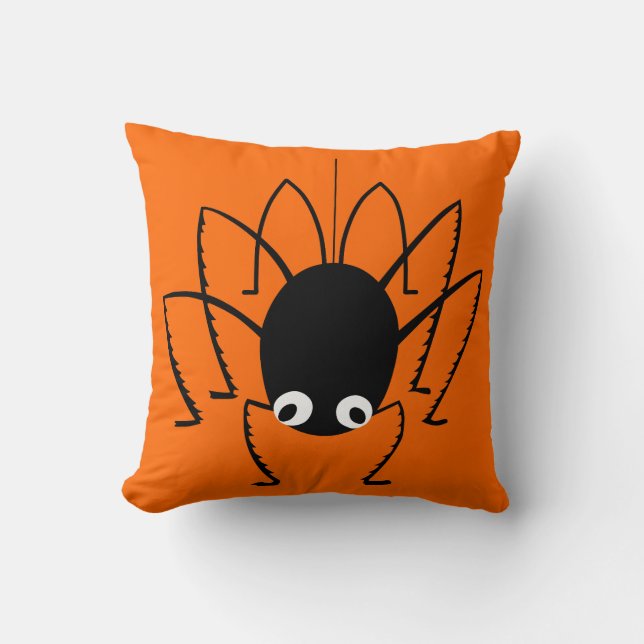 Halloween Spider Orange Throw Kissen (Vorderseite)